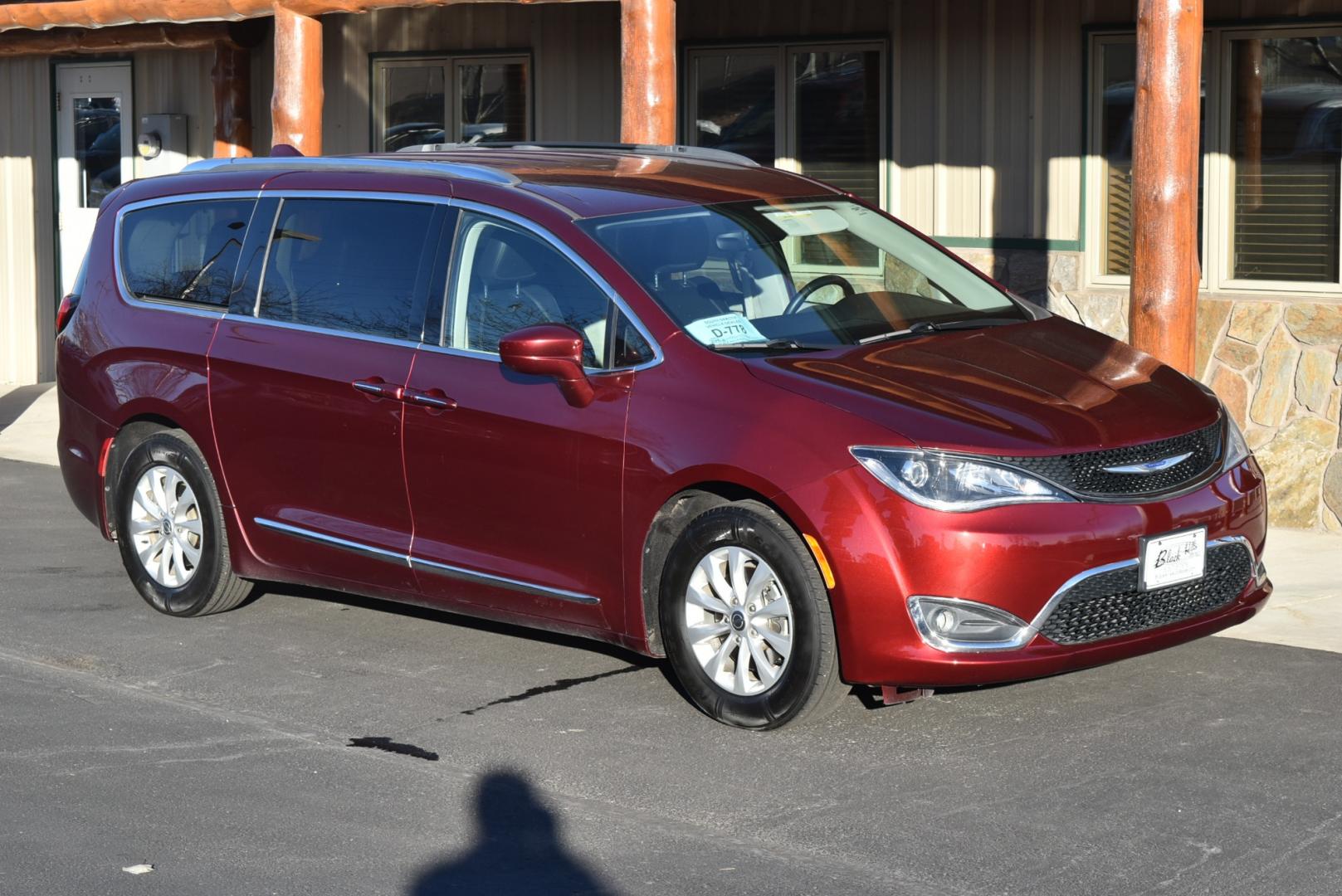 2018 Maroon /Black Chrysler Pacifica touring L (2C4RC1BG9JR) with an 3.6L V-6 24 Valve VVT UPG I W/ESS engine, 9-Speed Automatic transmission, located at 1600 E Hwy 44, Rapid City, SD, 57703, (605) 716-7878, 44.070232, -103.171410 - Photo#0